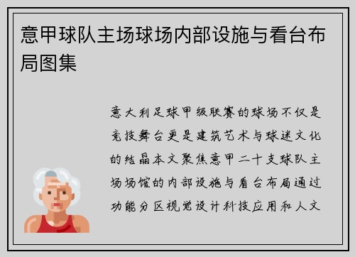 意甲球队主场球场内部设施与看台布局图集